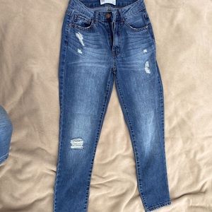RSQ dark wash distressed ripped jeans mom jean